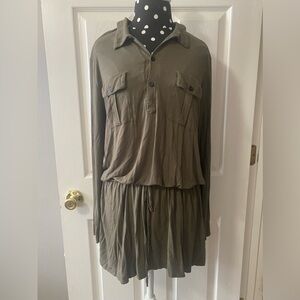 Blue Man Olive dress. Cinchable drawstring waist. Medium